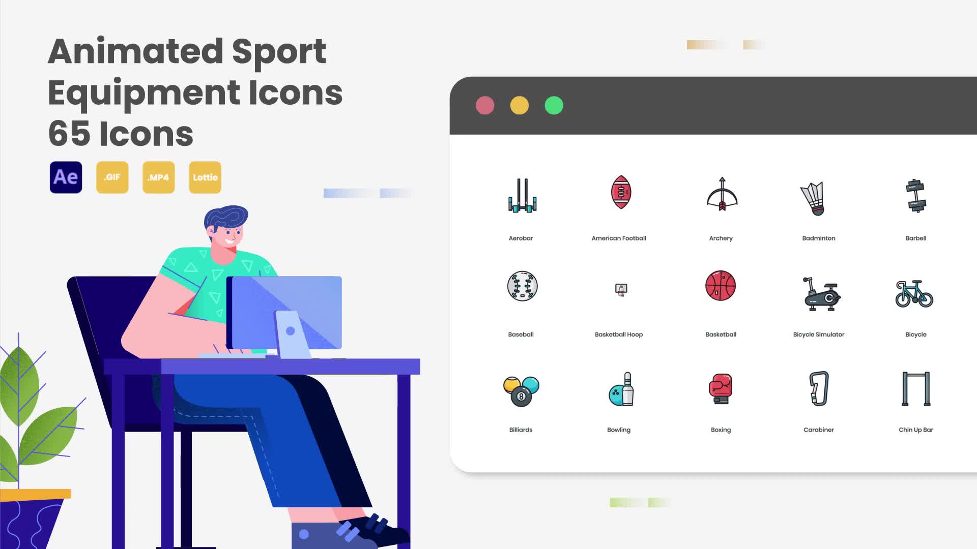 Animated Sport Equipment Icons Videohive 34907080 After Effects Image 1