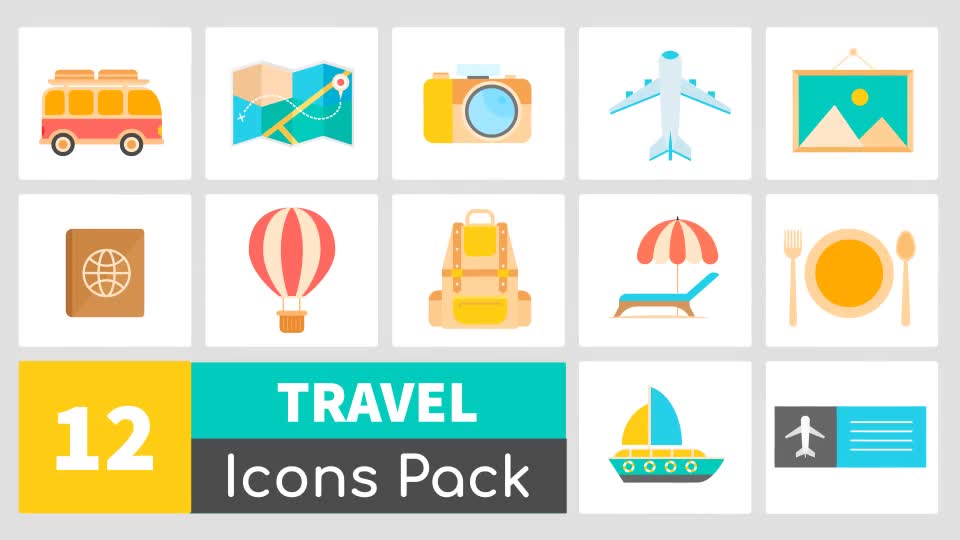 Animated Travel Icons Pack Videohive 24176803 After Effects Image 1