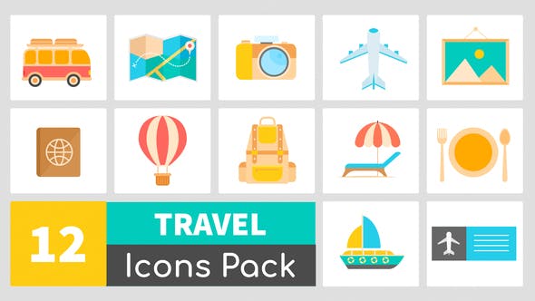 Animated Travel Icons Pack - Videohive Download 24176803