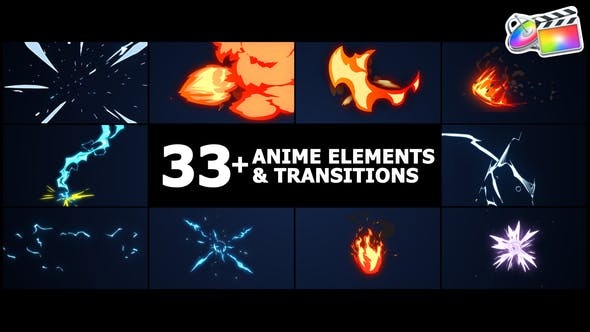 Anime Elements And Transitions | FCPX - 38401875 Videohive Download