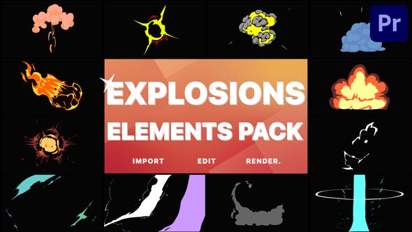 Anime Explosion Elements | Premiere Pro MOGRT - Videohive 37630861 Download