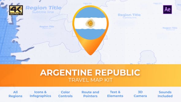 Argentina Map Argentine Republic Travel Map - Videohive 30486303 Download