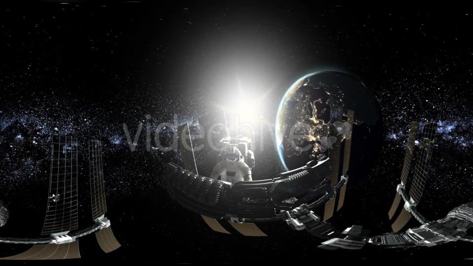 Astronaut and International Space Station Orbiting Earth in Virtual Reality - Download Videohive 20625601