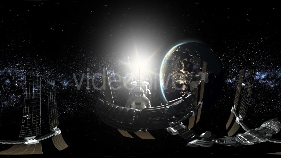 Astronaut and International Space Station Orbiting Earth in Virtual Reality - Download Videohive 20625601