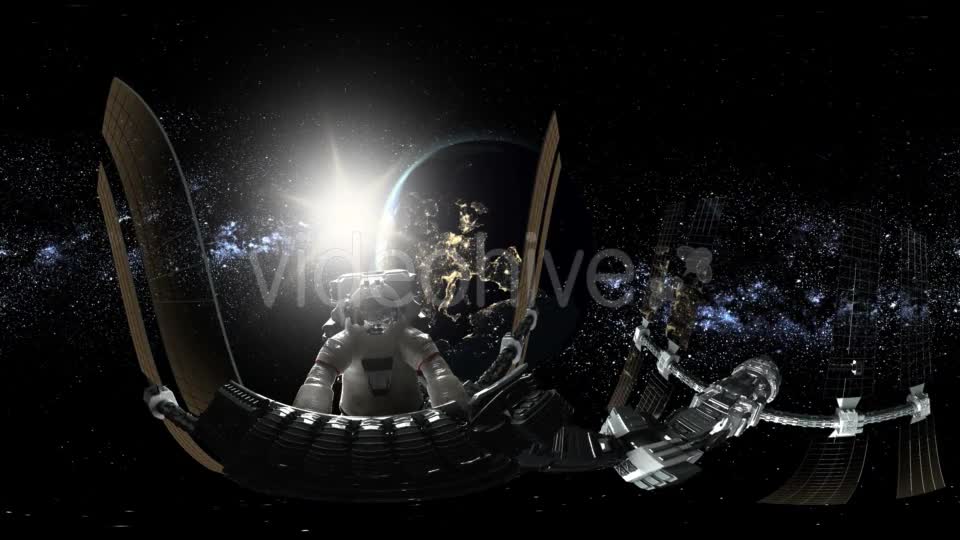 Astronaut and International Space Station Orbiting Earth in Virtual Reality - Download Videohive 20777149