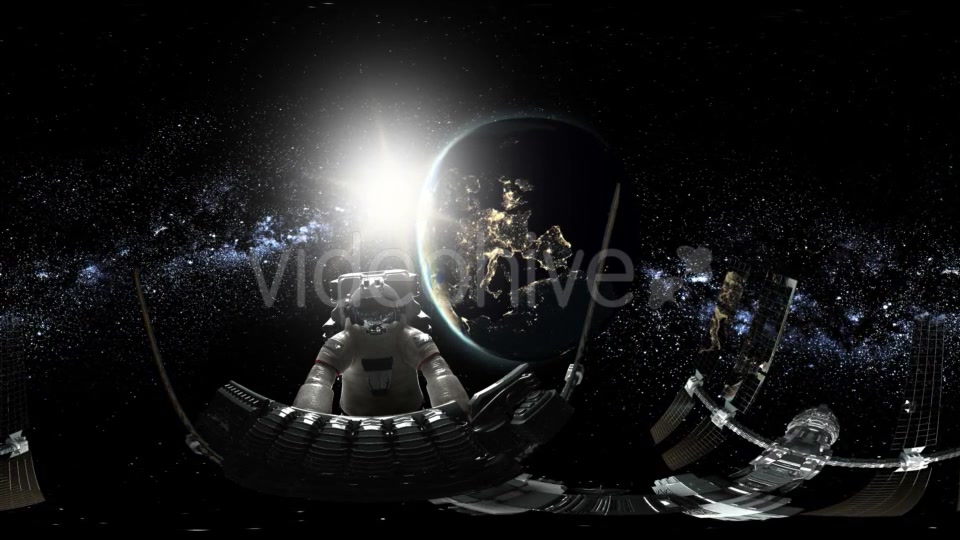 Astronaut and International Space Station Orbiting Earth in Virtual Reality - Download Videohive 20777149