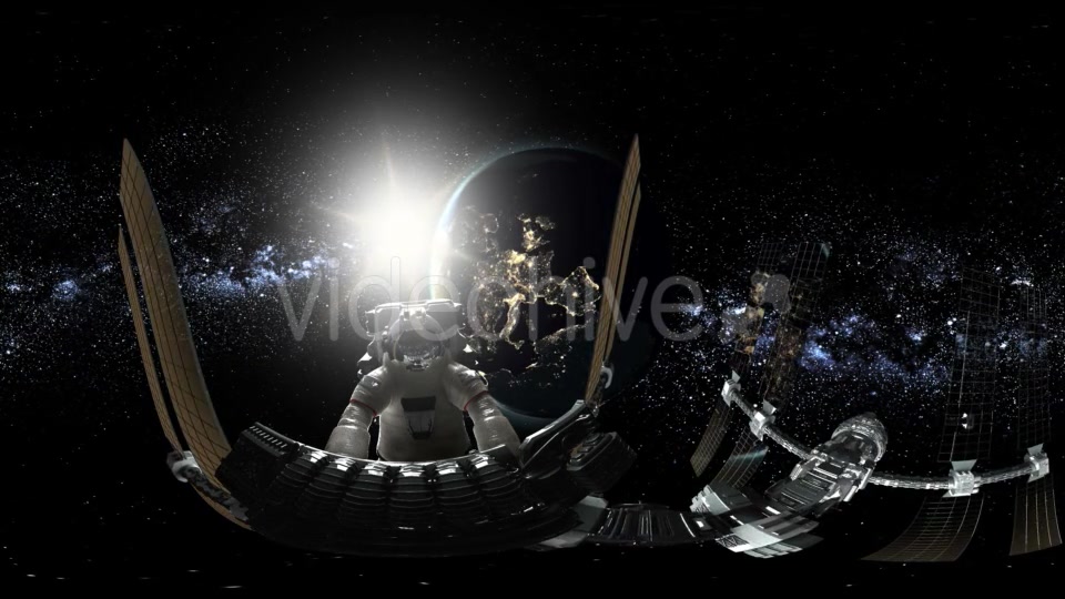 Astronaut and International Space Station Orbiting Earth in Virtual Reality - Download Videohive 20777149