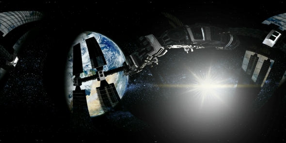 Astronaut and International Space Station Orbiting Earth in Virtual Reality - Download Videohive 21082319