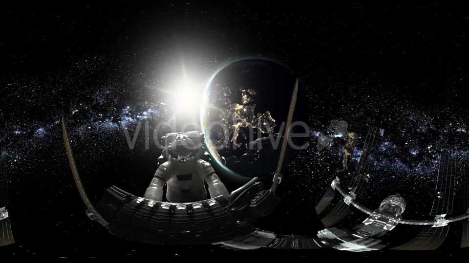Astronaut and International Space Station Orbiting Earth in Virtual Reality - Download Videohive 21118318