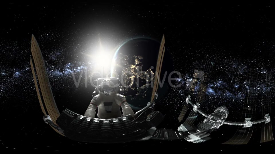 Astronaut and International Space Station Orbiting Earth in Virtual Reality - Download Videohive 21118318
