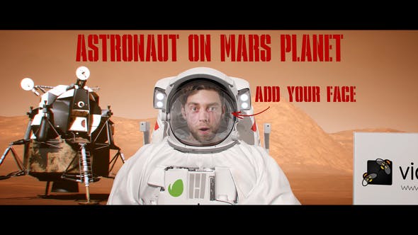 Astronaut with Flag on the Mars Planet - Videohive 25961632 Download