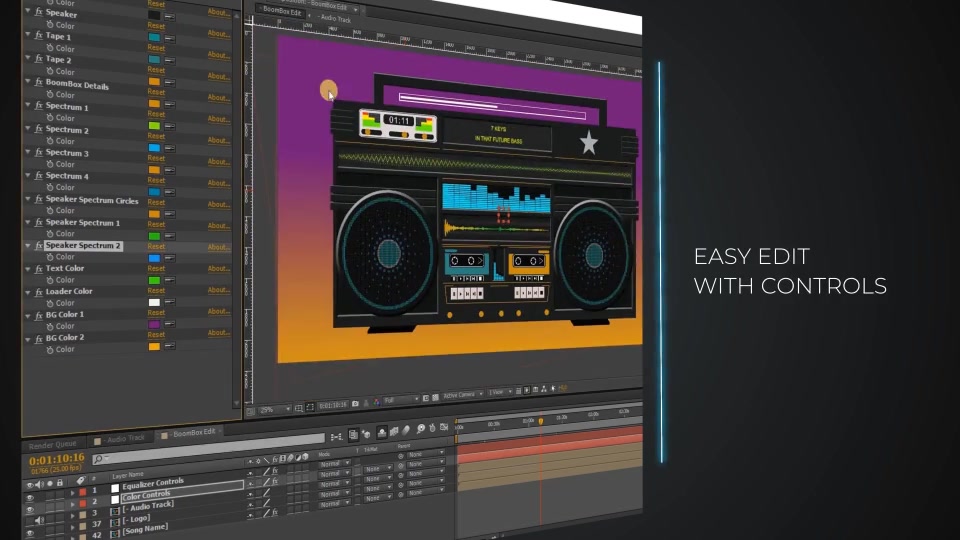 Audio React Spectrum Visualizer with Boombox, Cassette Tape, Vinyl Plate and Vinyl Player Equalizer Videohive 24651035 After Effects Image 11