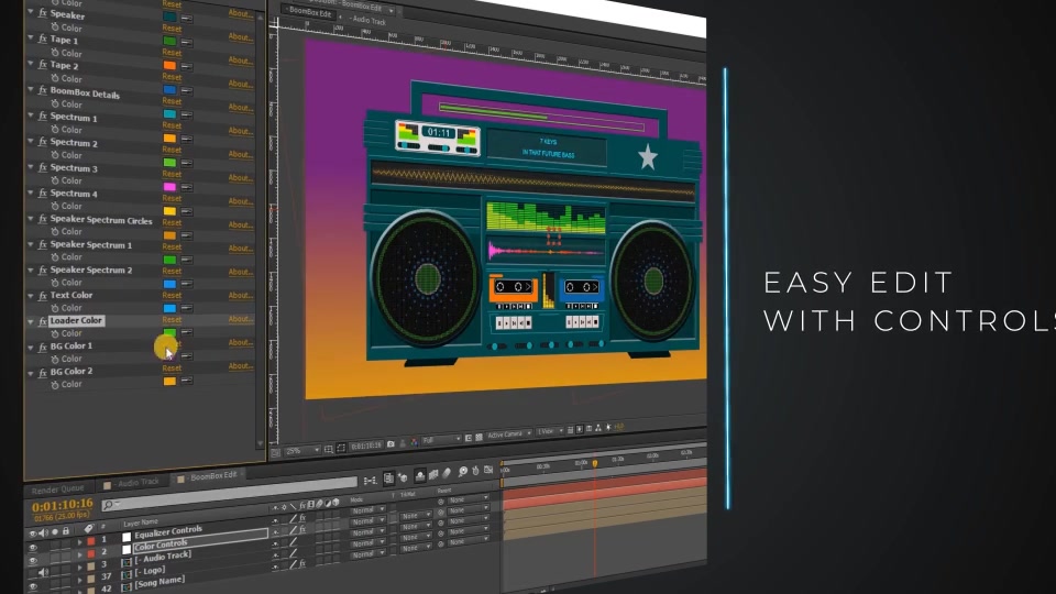 Audio React Spectrum Visualizer with Boombox, Cassette Tape, Vinyl Plate and Vinyl Player Equalizer Videohive 24651035 After Effects Image 12
