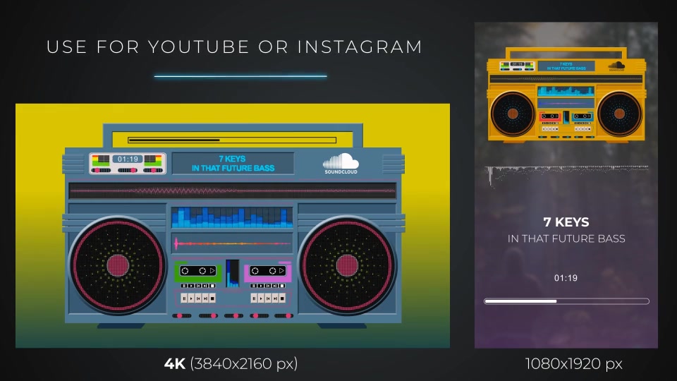 Audio React Spectrum Visualizer with Boombox, Cassette Tape, Vinyl Plate and Vinyl Player Equalizer Videohive 24651035 After Effects Image 13
