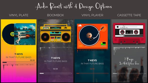Audio React Spectrum Visualizer with Boombox, Cassette Tape, Vinyl Plate and Vinyl Player Equalizer - Download Videohive 24651035