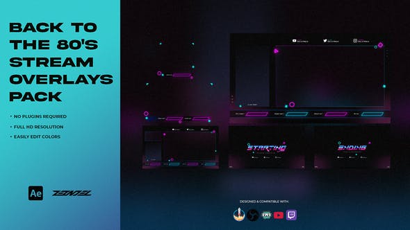 Back To The 80s Stream Overlays Pack - 34038628 Videohive Download