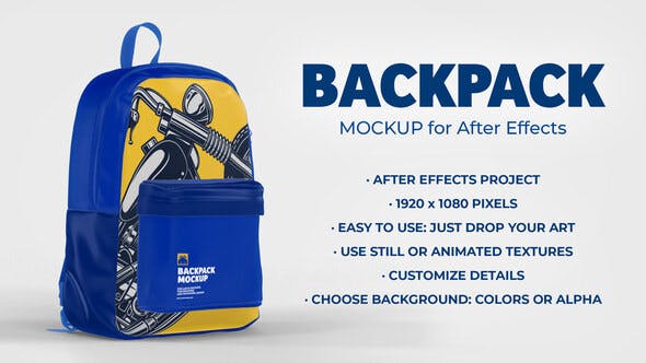 Backpack 5 Scenes Mockup Template Animated Mockup PRO - Videohive 34263453 Download