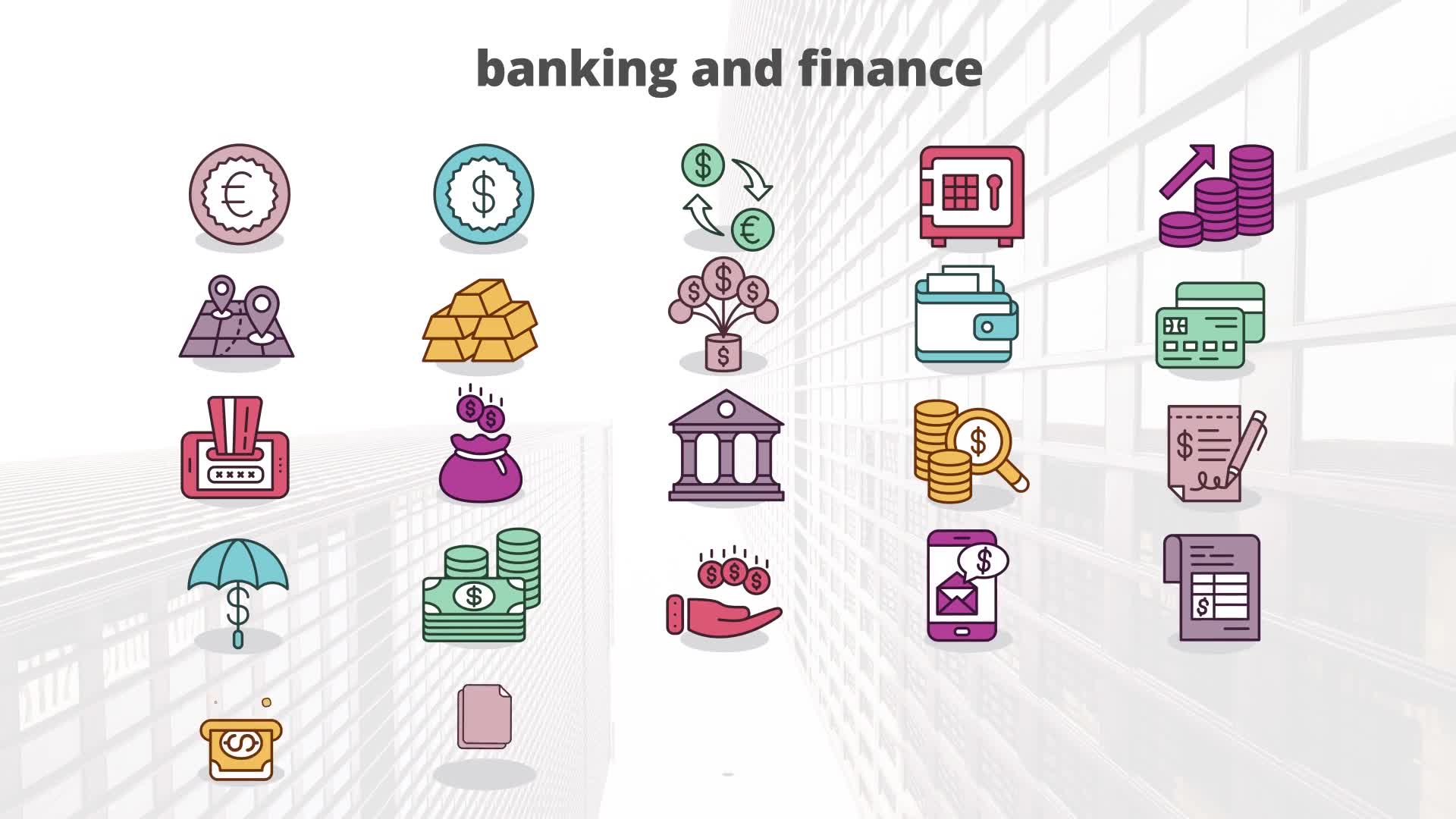 Banking And Finance Flat Animation Icons - Download Videohive 23381174