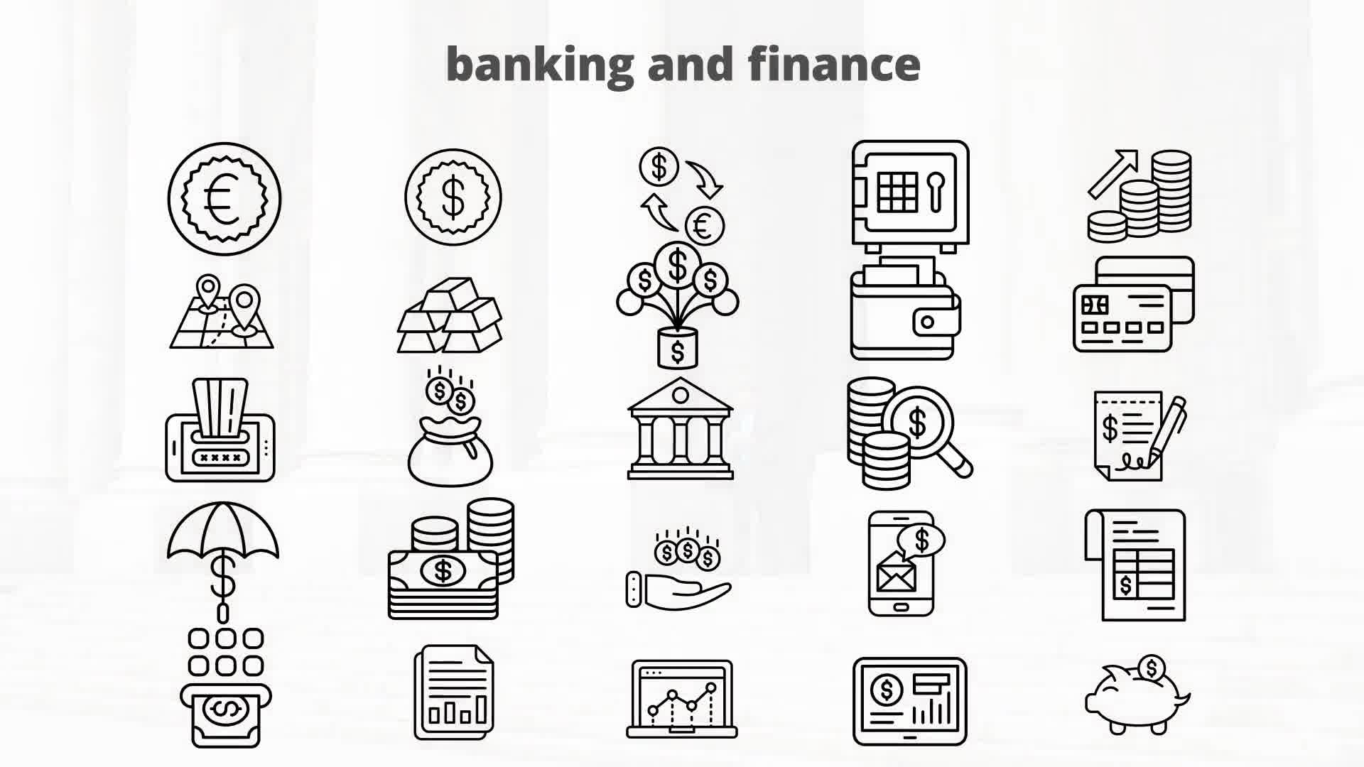 Banking And Finance – Thin Line Icons Videohive 23595915 After Effects Image 11