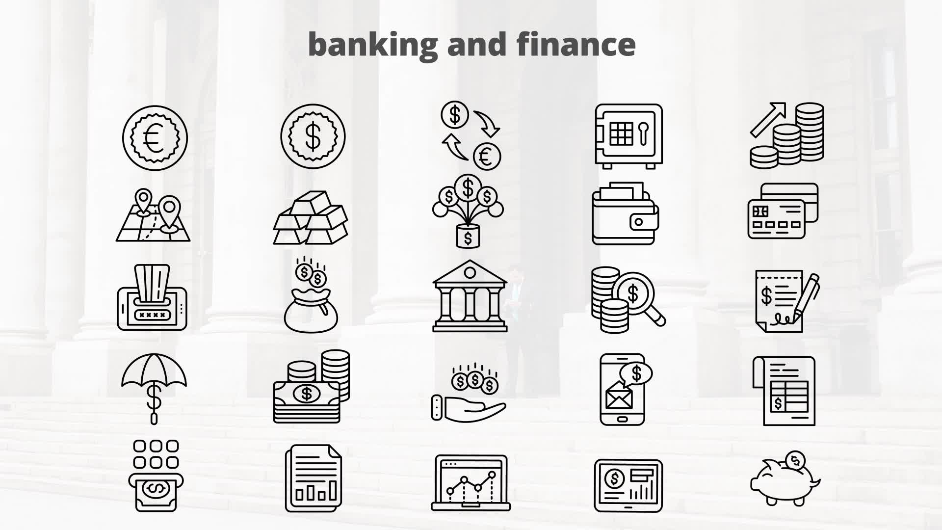 Banking And Finance – Thin Line Icons Videohive 23595915 After Effects Image 9