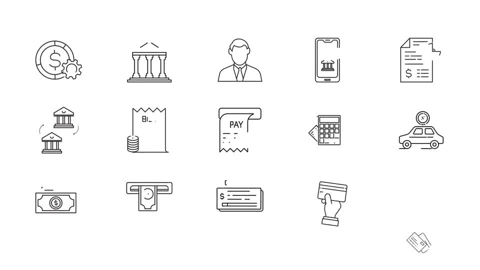 Banking & Finance Line Icons Videohive 34368341 After Effects Image 1