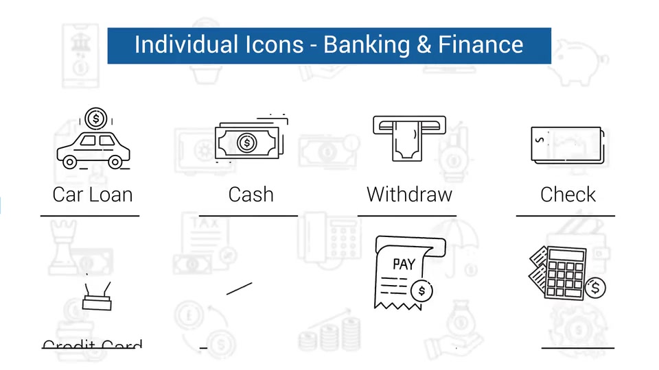 Banking & Finance Line Icons Videohive 34368341 After Effects Image 9