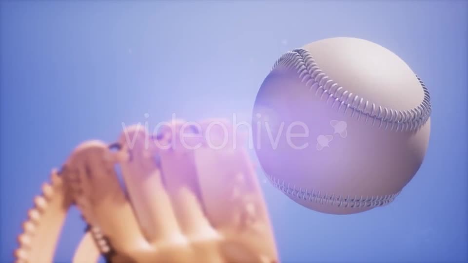 Baseball and Mitt at Blue Sky Background - Download Videohive 21113418