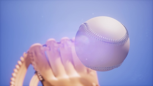 Baseball and Mitt at Blue Sky Background - Download Videohive 21113418