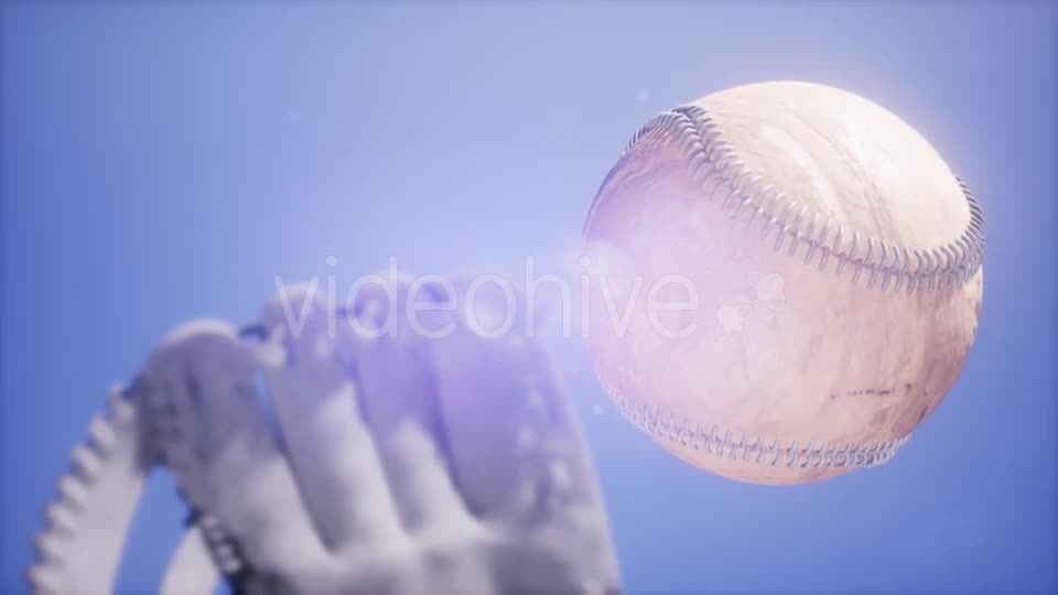 Baseball and Mitt at Blue Sky Background - Download Videohive 21225522