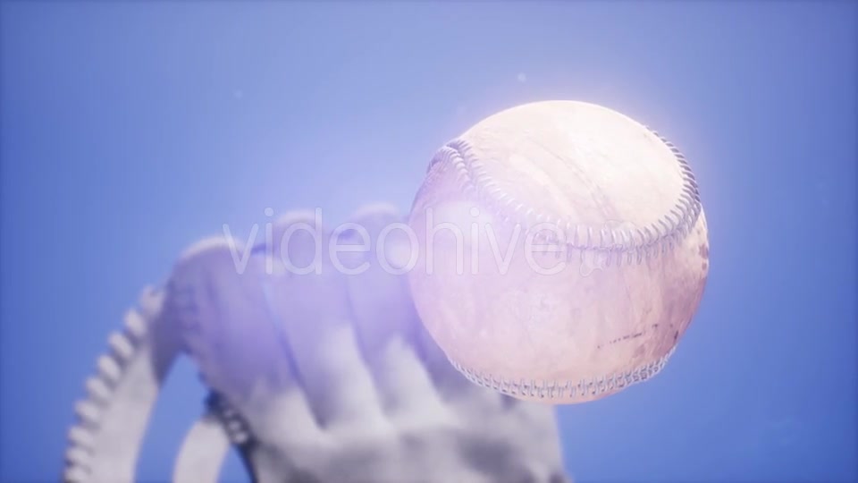 Baseball and Mitt at Blue Sky Background - Download Videohive 21225522