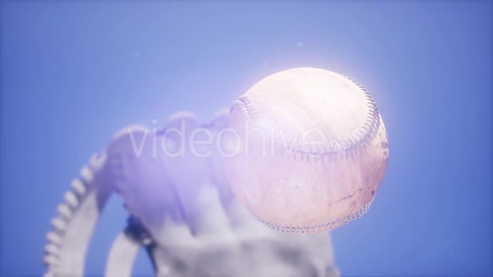 Baseball and Mitt at Blue Sky Background - Download Videohive 21225522