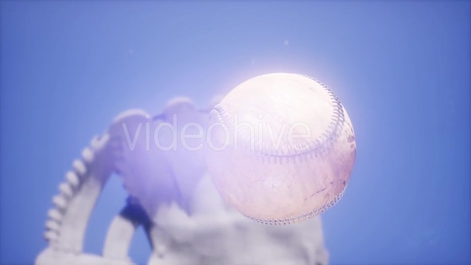 Baseball and Mitt at Blue Sky Background - Download Videohive 21225522