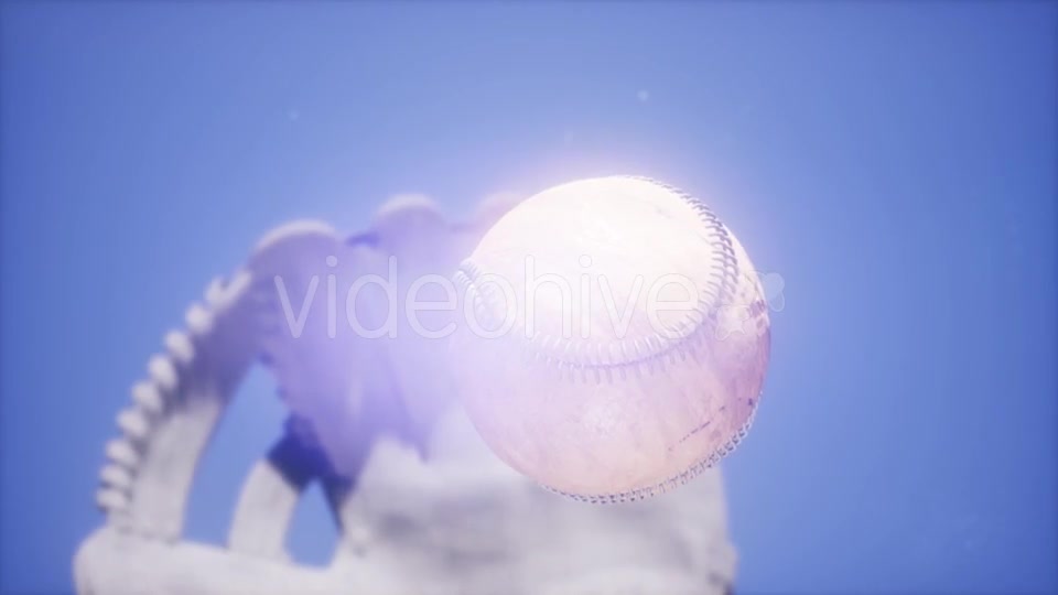 Baseball and Mitt at Blue Sky Background - Download Videohive 21225522