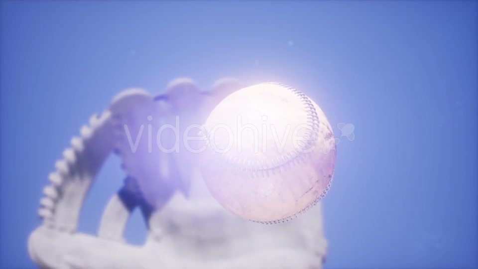Baseball and Mitt at Blue Sky Background - Download Videohive 21225522
