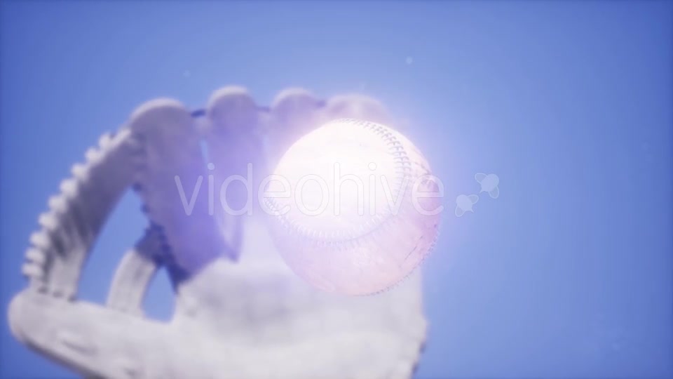 Baseball and Mitt at Blue Sky Background - Download Videohive 21225522