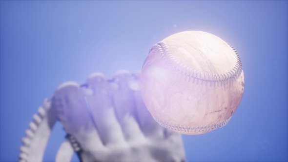 Baseball and Mitt at Blue Sky Background - Download Videohive 21225522