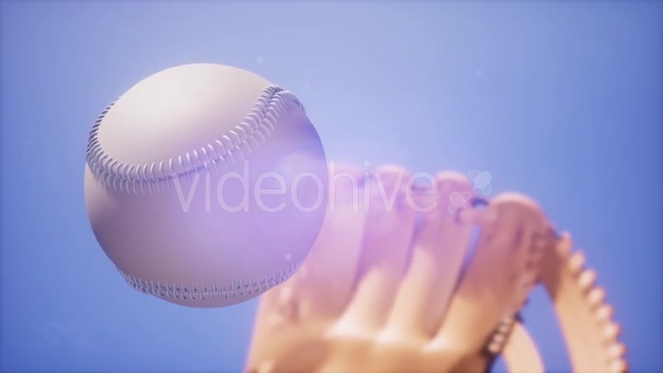 Baseball and Mitt at Blue Sky Background - Download Videohive 21226199