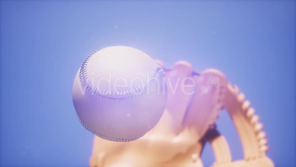 Baseball and Mitt at Blue Sky Background - Download Videohive 21226199