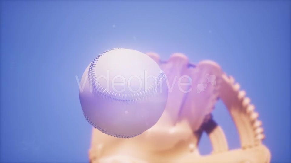 Baseball and Mitt at Blue Sky Background - Download Videohive 21226199