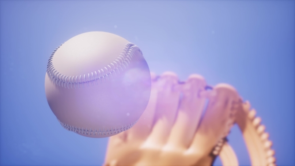 Baseball and Mitt at Blue Sky Background - Download Videohive 21226199