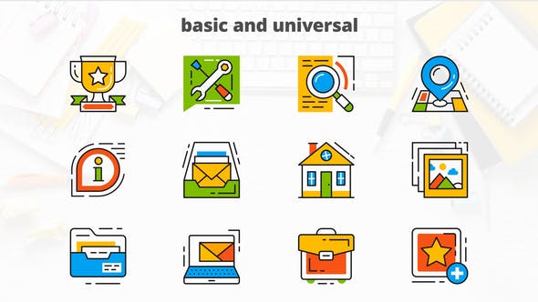 Basic and Universal Flat Animated Icons - Videohive Download 24429348