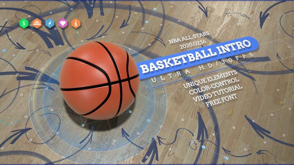 Basketball 4K Opener/ Action Sport Promo/ Active Game/ Basket Ball Logo/ NBA Intro/ Broadcast Bumper - Videohive 24891112 Download