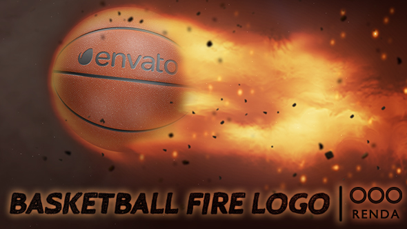 basketball on fire logo