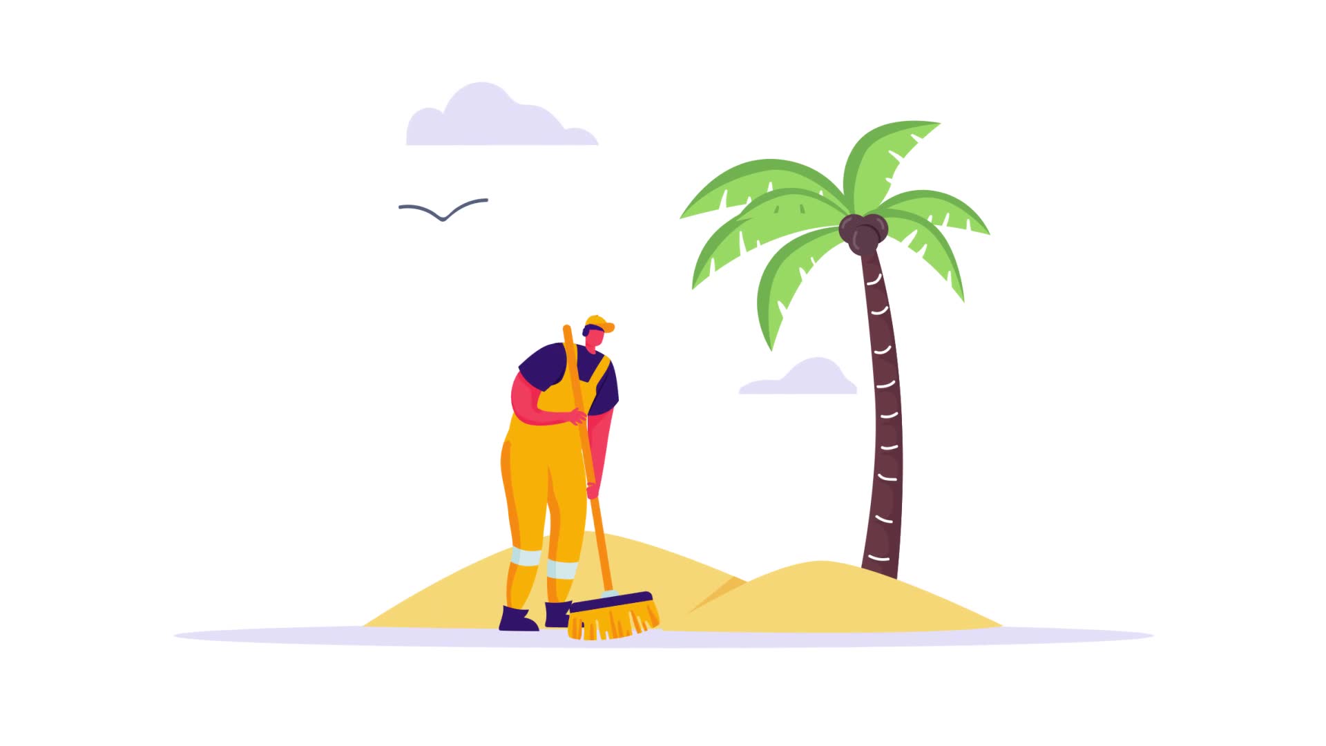 Beach cleaning Flat Concept Videohive 33032350 After Effects Image 10
