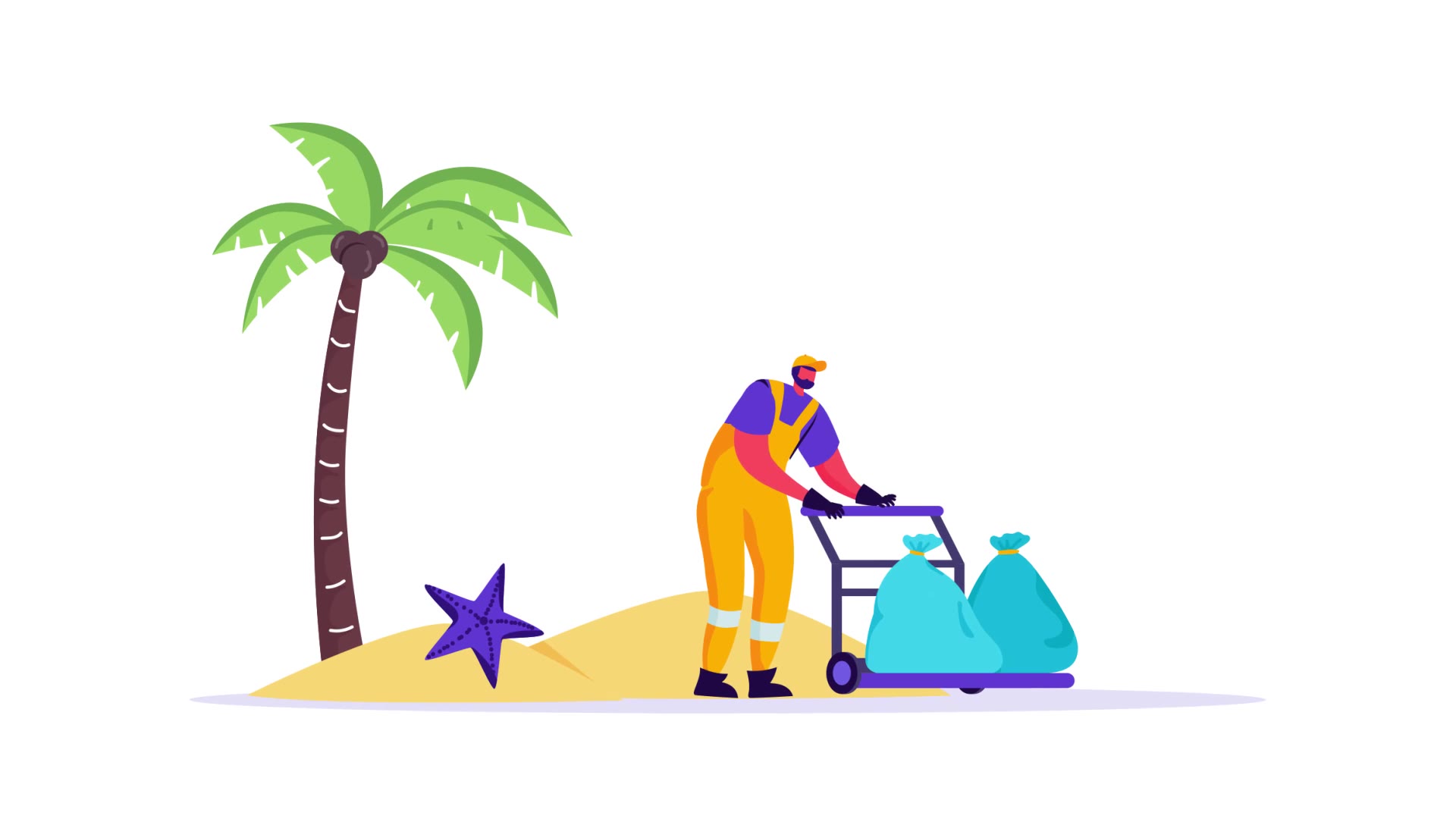 Beach cleaning Flat Concept Videohive 33032350 After Effects Image 7
