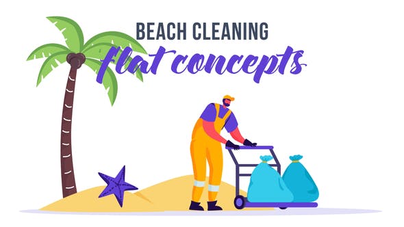 Beach cleaning Flat Concept - Download 33032350 Videohive