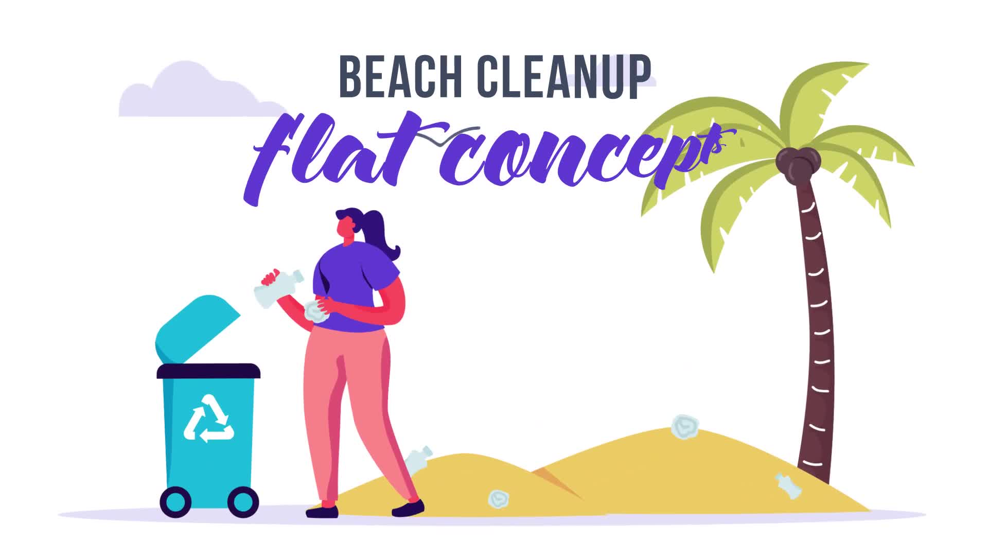 Beach cleanup Flat Concept Videohive 33189198 After Effects Image 1