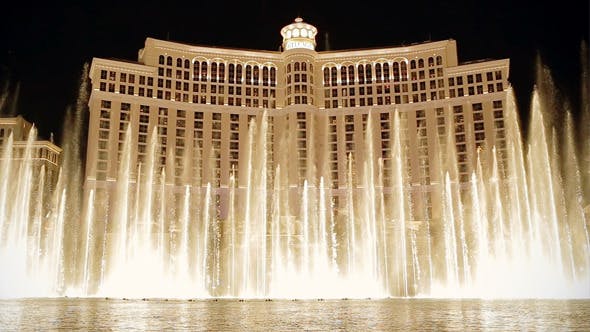 Bellagio Water Show On Las Vegas Strip At Night  - 4518134 Videohive Download