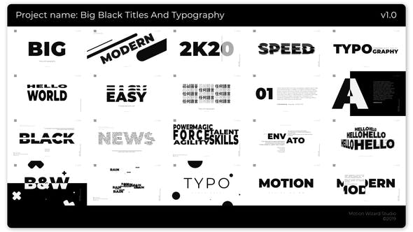 Big Black Titles And Typography - 25272115 Videohive Download