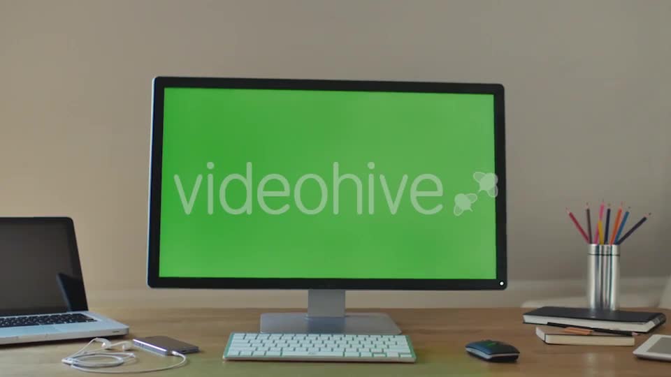 Big PC Display With Green Screen For Mock Up  Videohive 11039735 Stock Footage Image 1